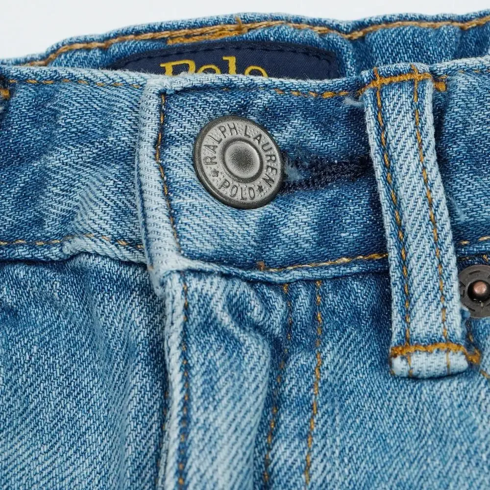 Polo Ralph Lauren Girls Denim Shorts Size M 8 Blue Frayed Hem Cotton